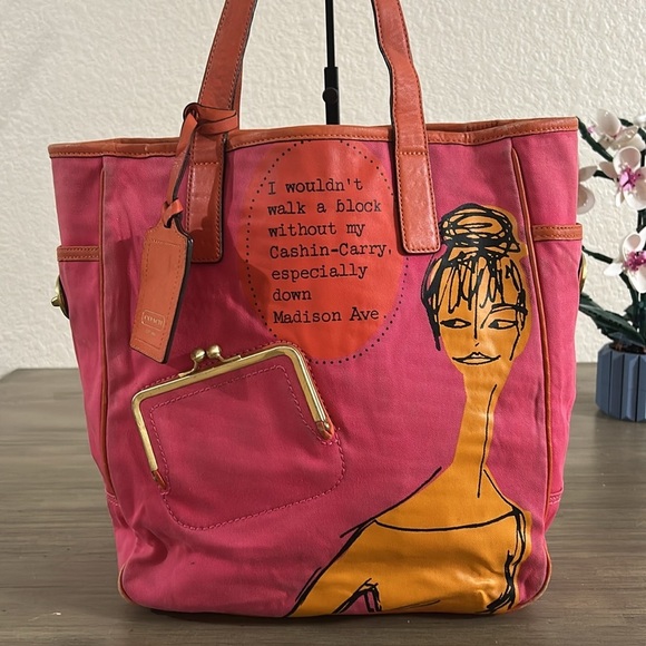 Coach 13379 Bonnie Cashin Carry Shopper Tote in Fuchsia Pink Canvas - Picture 2 of 16